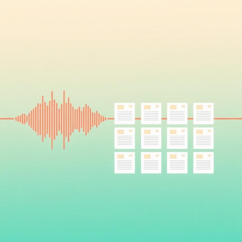 Áudio transformando-se em informações organizadas
